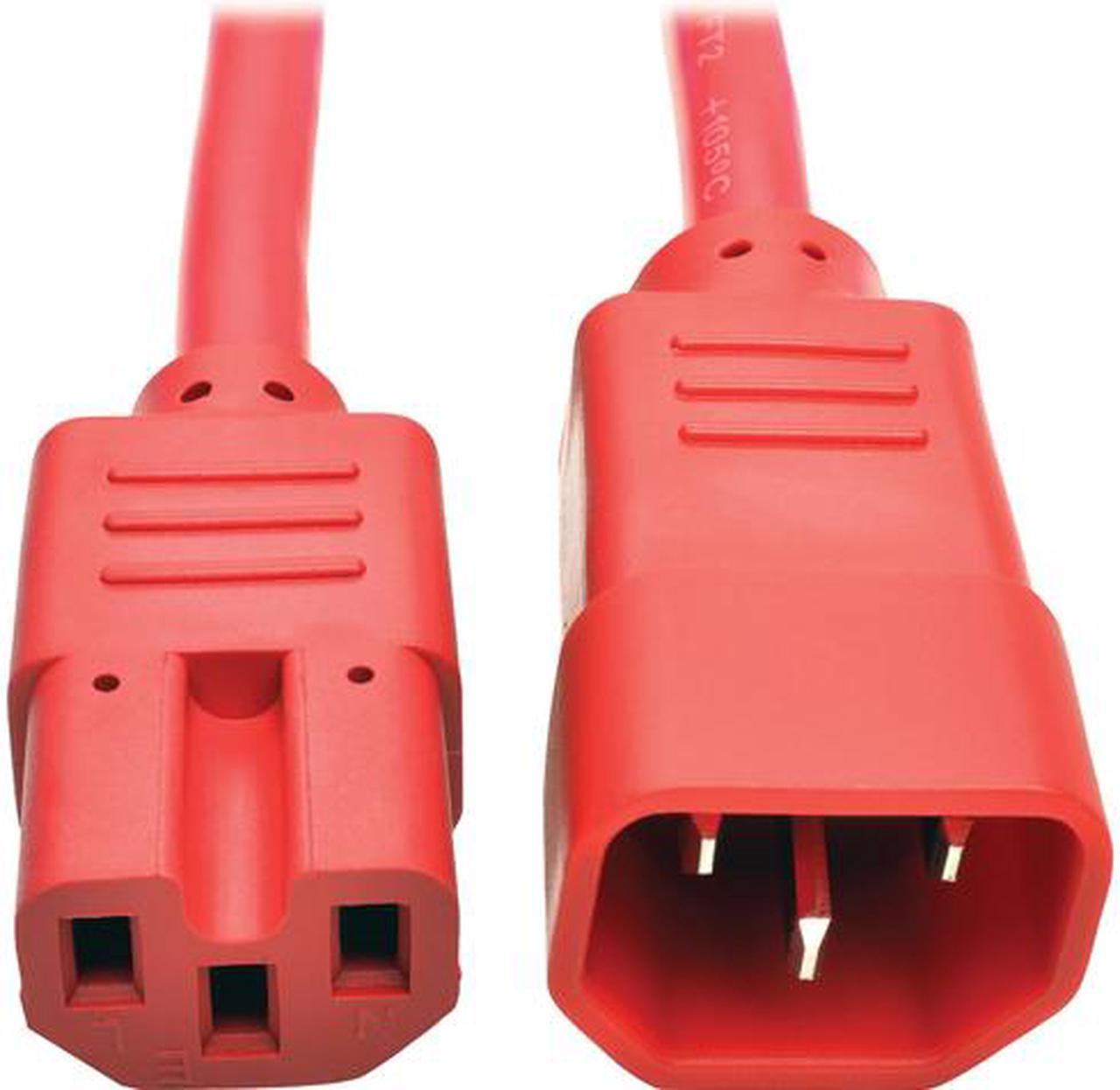 Tripp Lite Heavy-Duty Computer Power Cord, 15A, 14 AWG (IEC-320-C14 to IEC-320-C15), Red, 3 ft. (P018-003-ARD)