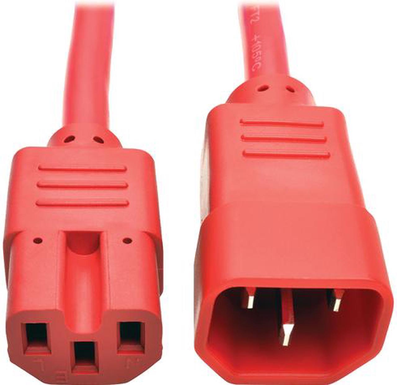 Tripp Lite Heavy-Duty Computer Power Cord, 15A, 14 AWG (IEC-320-C14 to IEC-320-C15), Red, 6 ft. (P018-006-ARD)