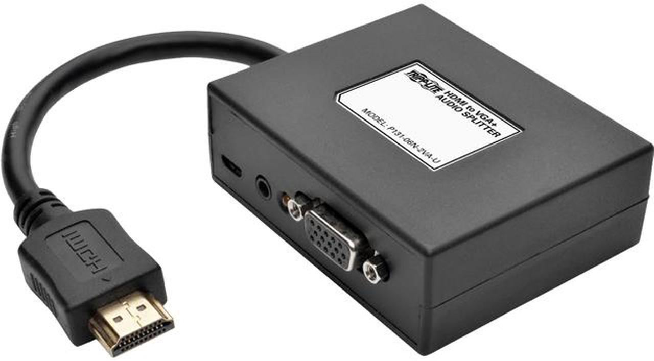 Tripp Lite 2-Port HDMI to VGA + Audio Adapter / Splitter, 1920 x 1440, 1080p (P131-06N-2VA-U)