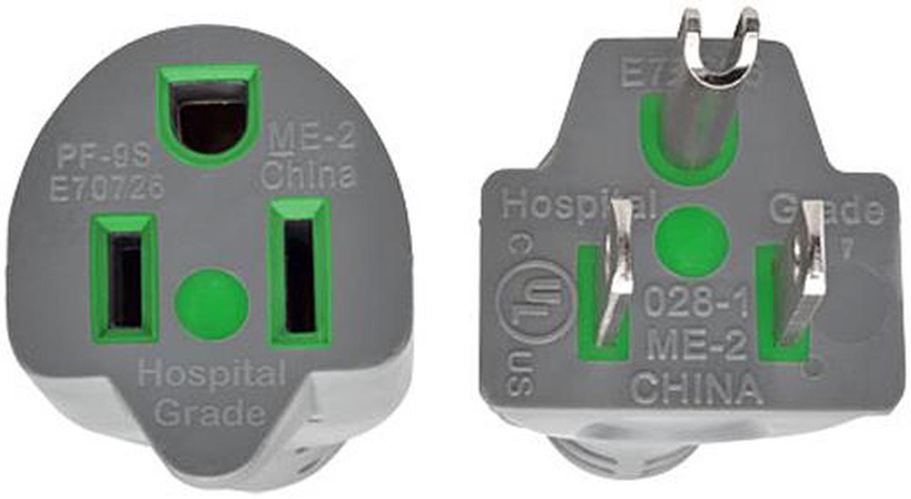 Alt view image 2 of 7 - Tripp Lite 2ft Hospital Medical Power Extension Cord 5-15P 5-15R 13A Gray