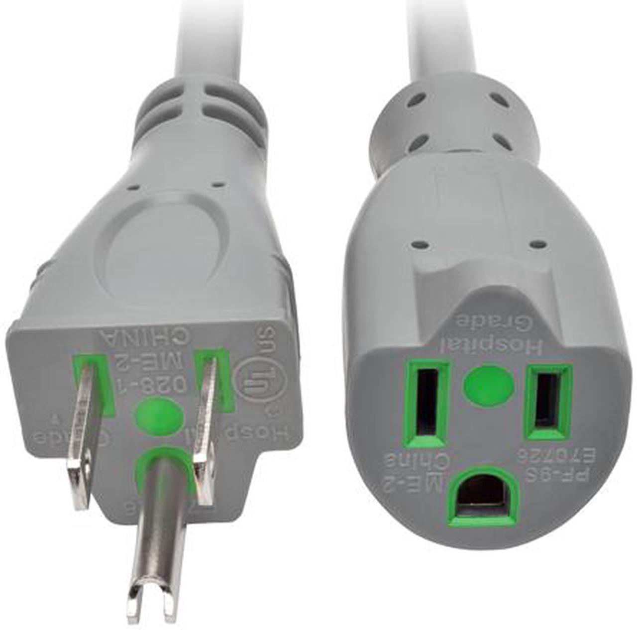 Main image of Tripp Lite 2ft Hospital Medical Power Extension Cord 5-15P 5-15R 13A Gray