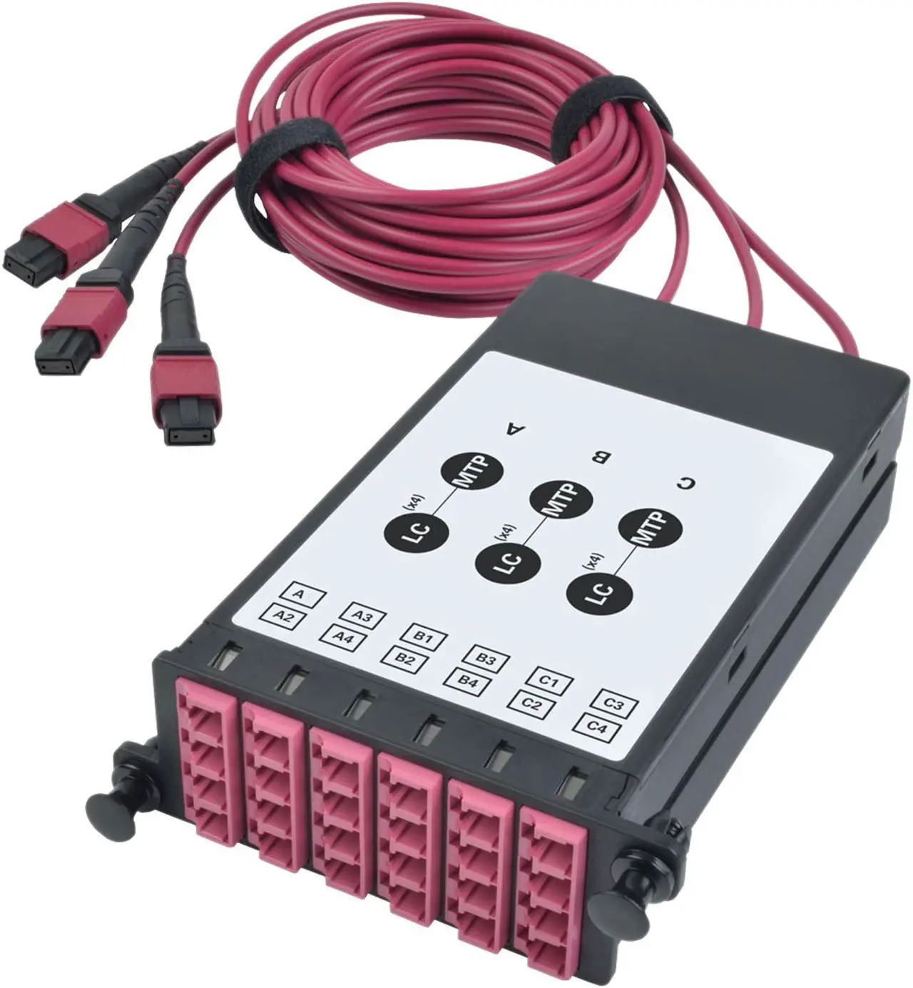 Alt view image 2 of 5 - Tripp Lite OM4 40 GB to 10 GB Fiber Optic Cassette x3 MTP/MPO to x12 LC Dup (N482-3M8L12-B)