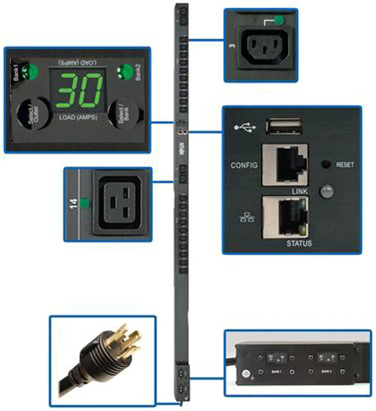 Alt view image 2 of 9 - Tripp Lite PDUMVR30HVNETLX 24-Outlet PDU
