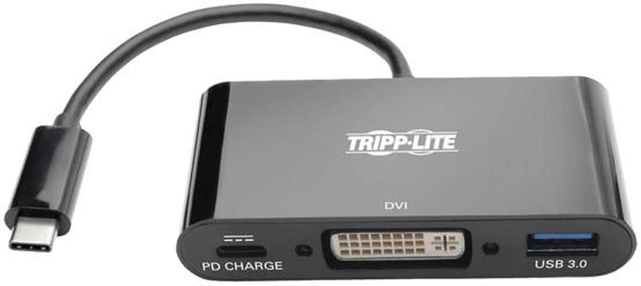 Alt view image 2 of 6 - Tripp Lite USB C to DVI Adapter USB Hub & PD Charging USB Type C to DVI 6in (U444-06N-DUB-C)