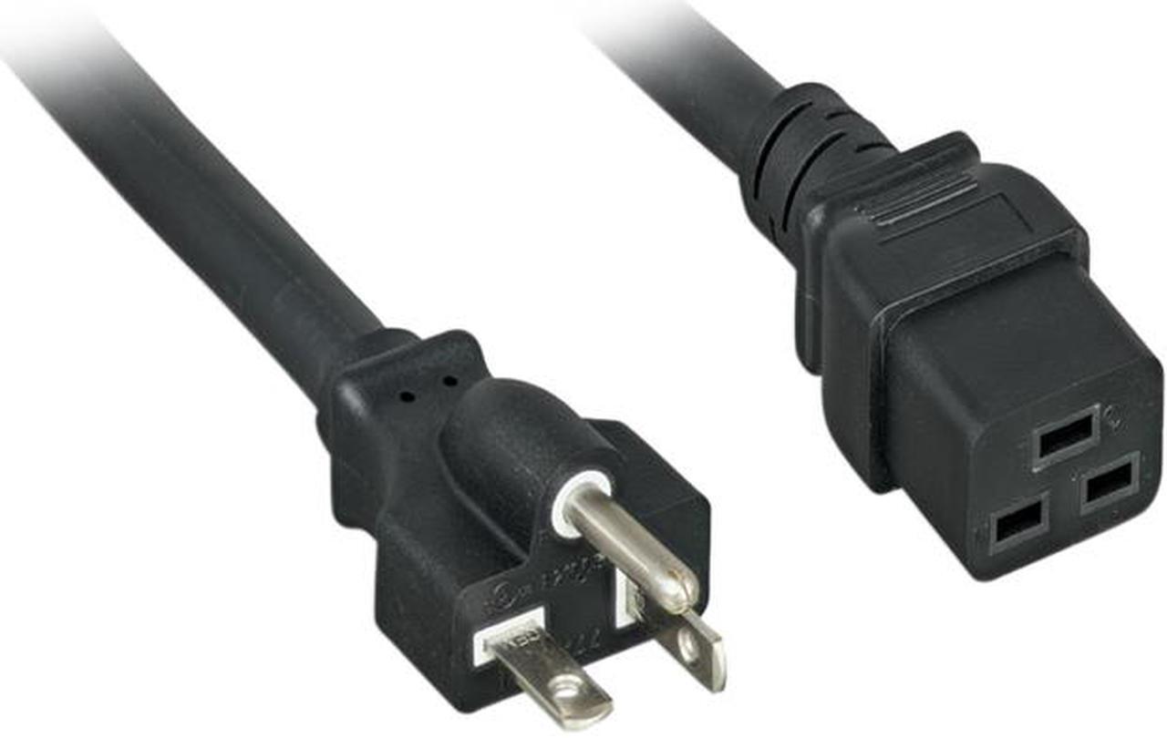 Main image of Nippon Labs 12 AWG AC Power Cord NEMA 5-20P To C19,  SJT, 20A/250V, NEMA 5-20P to IEC-60320-C19, Black 8ft. Power Cable