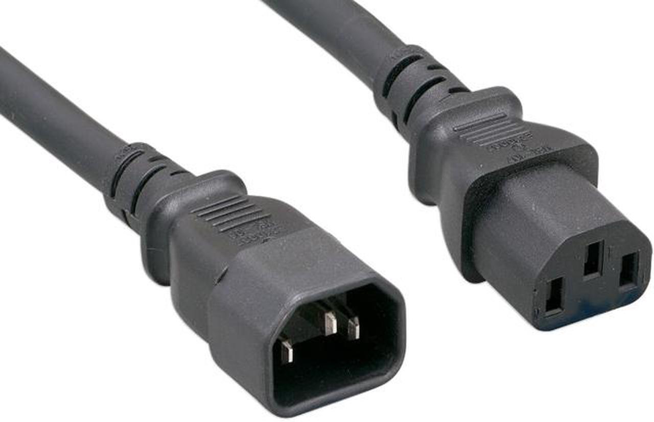 Main image of Nippon Labs 16 AWG C13/C14 AC Power Extension Cable, SJT, 13A/250V, IEC-60320-C14 to IEC-60320-C13, Black, 3ft. Power Cord