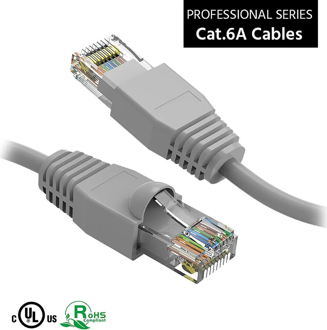 Main image of Nippon Labs 75Ft Cat6A UTP Ethernet Network Booted Cable, 24AWG 75 Feet Gigabit LAN Network Cable RJ45 High Speed Patch Cable, Gray, 60CAT6A-75GY