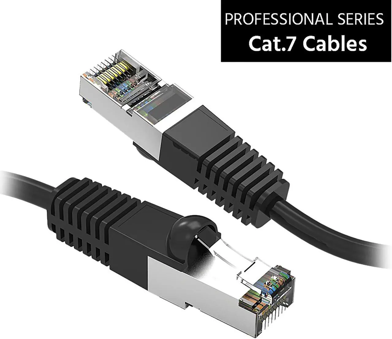 Main image of Nippon Labs Cat7 Shielded (SSTP) 600MHz Ethernet Network Booted Cable, 26AWG 20 Feet Gigabit LAN Network Cable RJ45 High Speed Patch Cable, Black, 60CAT7-20BK