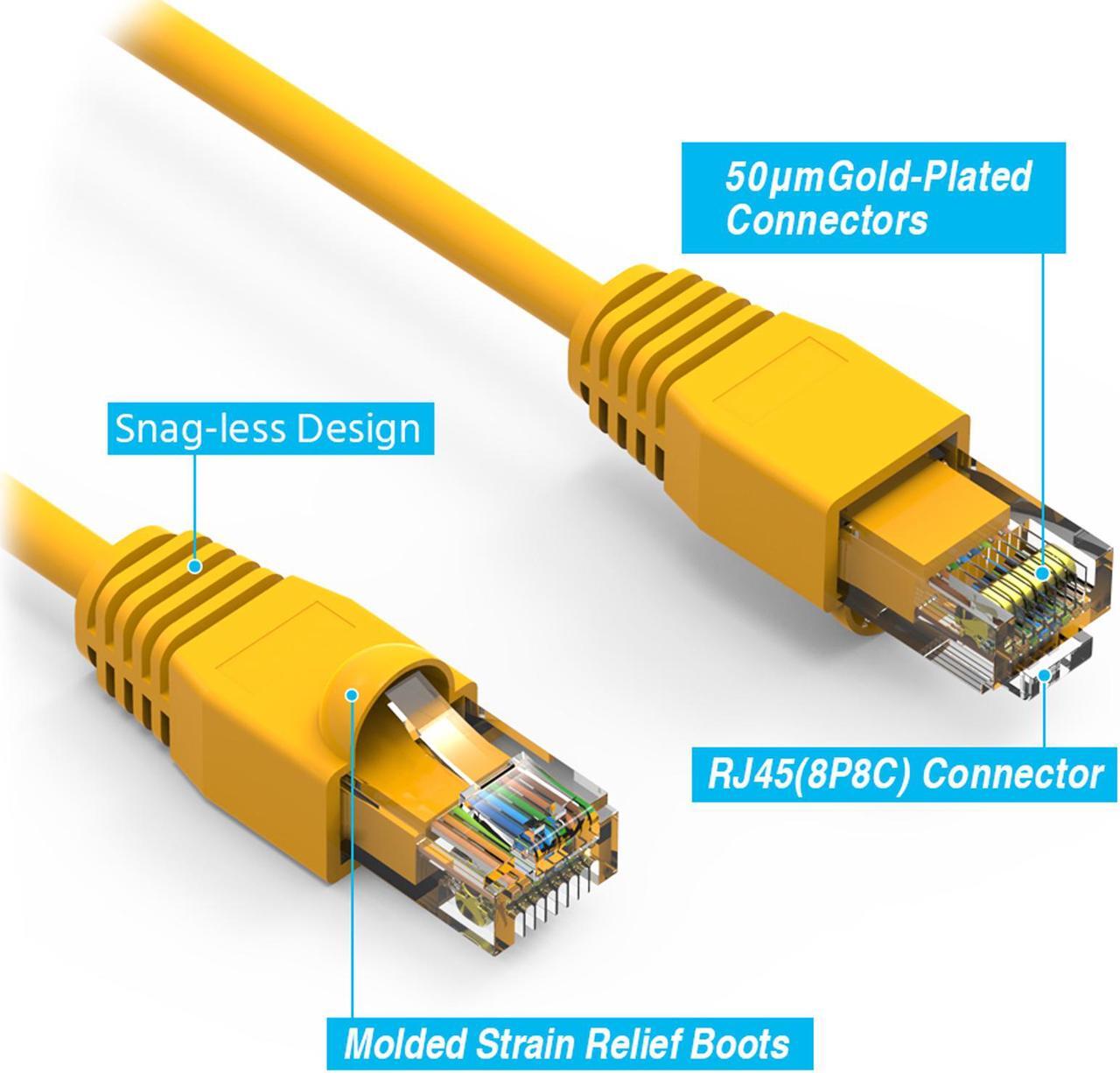 Alt view image 2 of 4 - Nippon Labs 50Ft Cat6A UTP Ethernet Network Booted Cable, 24AWG 50 Feet Gigabit LAN Network Cable RJ45 High Speed Patch Cable, Yellow, 60CAT6A-50YW