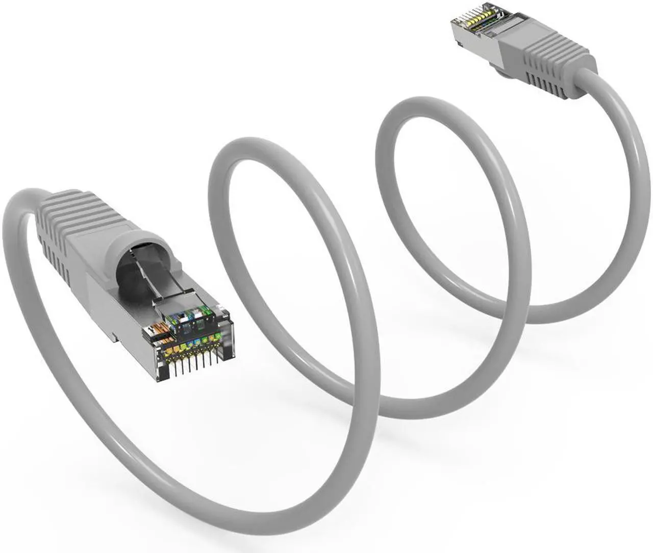 Main image of Nippon Labs Cat7 Shielded (SSTP) 600MHz Ethernet Network Booted Cable, 26AWG 1 Feet Gigabit LAN Network Cable RJ45 High Speed Patch Cable, Gray, 60CAT7-1GY