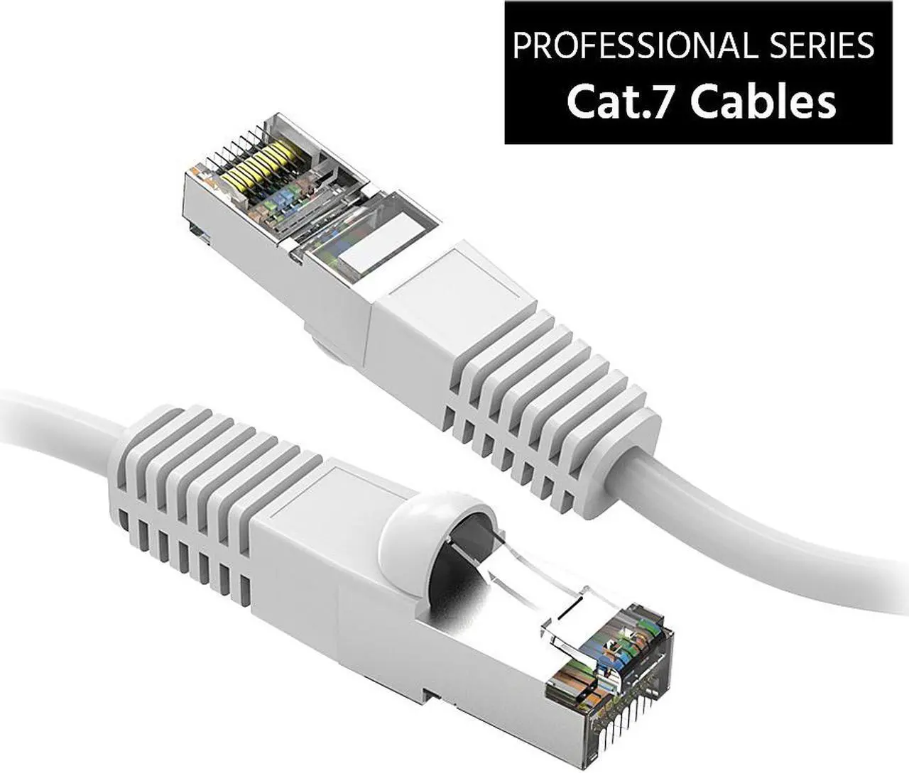 Main image of Nippon Labs Cat7 Shielded (SSTP) 600MHz Ethernet Network Booted Cable, 26AWG 1 Feet Gigabit LAN Network Cable RJ45 High Speed Patch Cable, White, 60CAT7-1WT