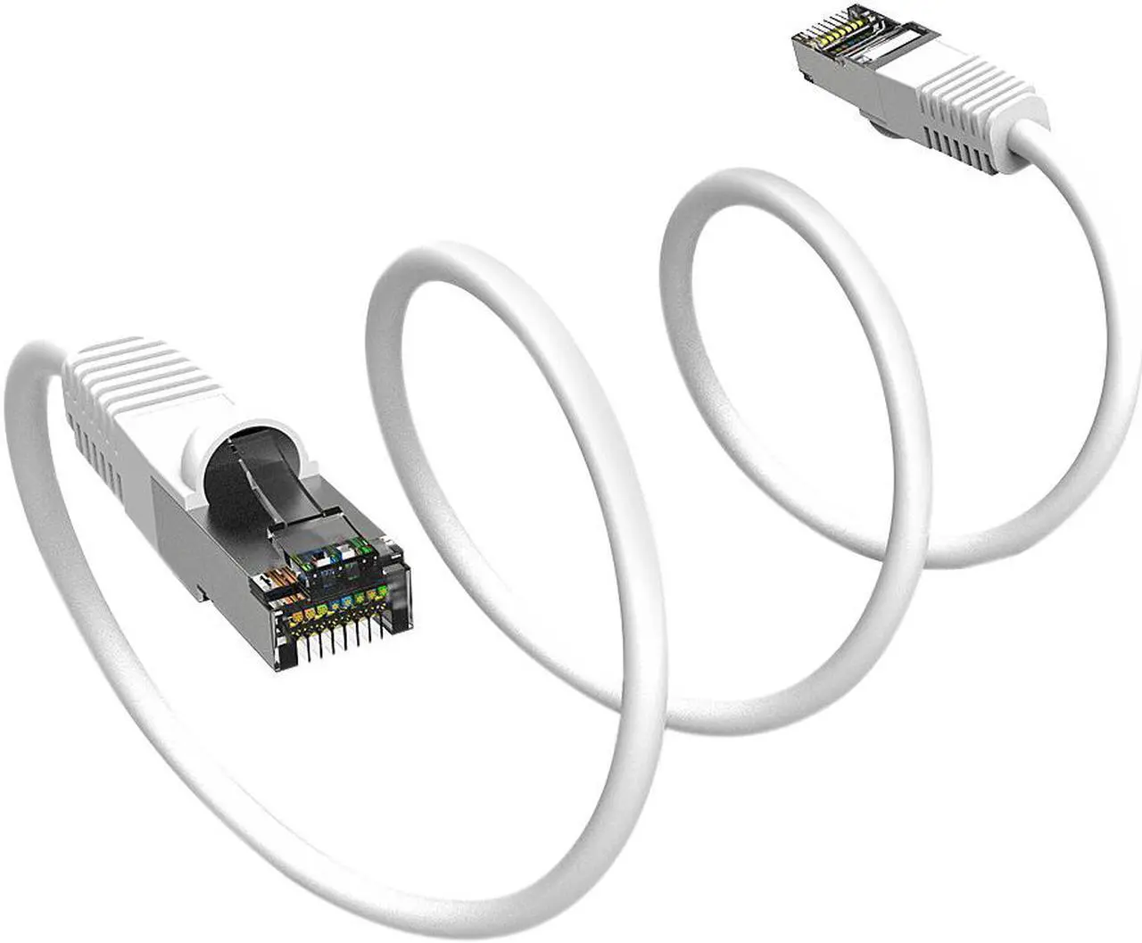 Alt view image 3 of 4 - Nippon Labs Cat7 Shielded (SSTP) 600MHz Ethernet Network Booted Cable, 26AWG 1 Feet Gigabit LAN Network Cable RJ45 High Speed Patch Cable, White, 60CAT7-1WT