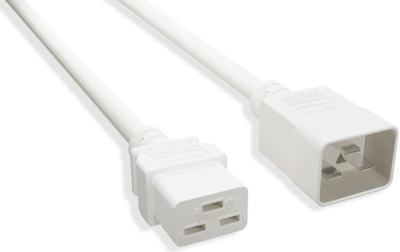 Main image of Nippon Labs 30POW-10W1-1920-08-WH 12 AWG C20 To C19 Universal Jumper Power Cord, SJT, 20A, 250V, IEC-60320-C20 to IEC-60320-C19 White 8FT. Power Cable