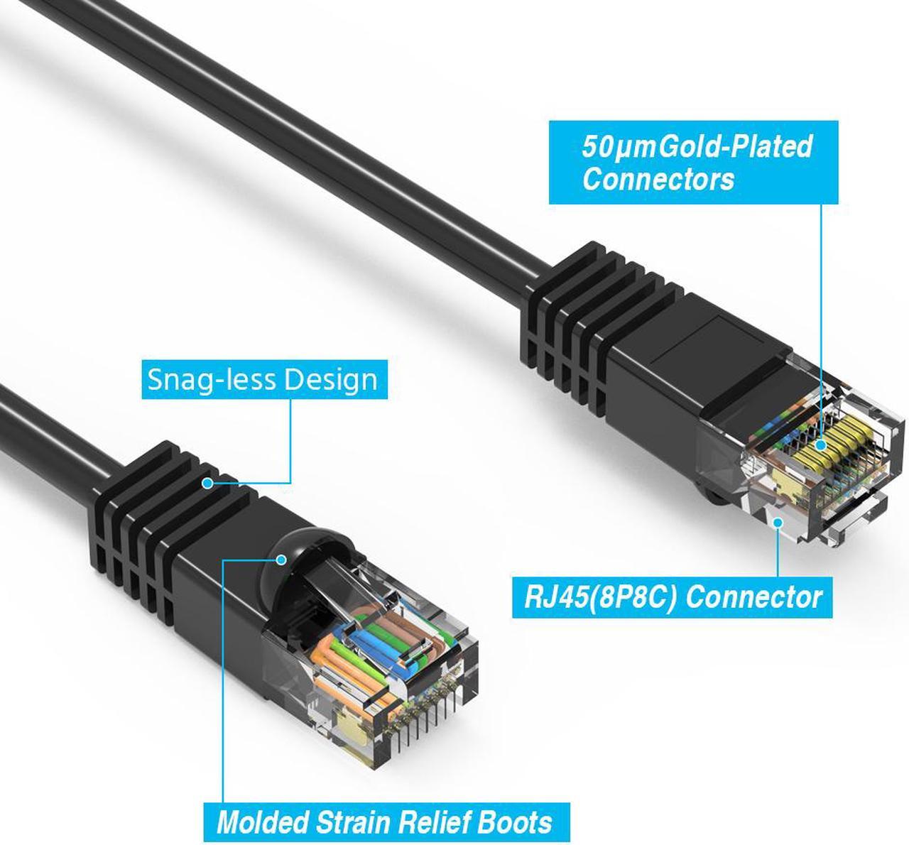 Alt view image 2 of 4 - Nippon Labs 60CAT6-1BK-10P Cat6 1FT UTP Ethernet Network Booted Cable - Black - 1 ft. - 24AWG RJ45 Enhanced Cat 6 Patch Cable (1FT 10 Pack Black)