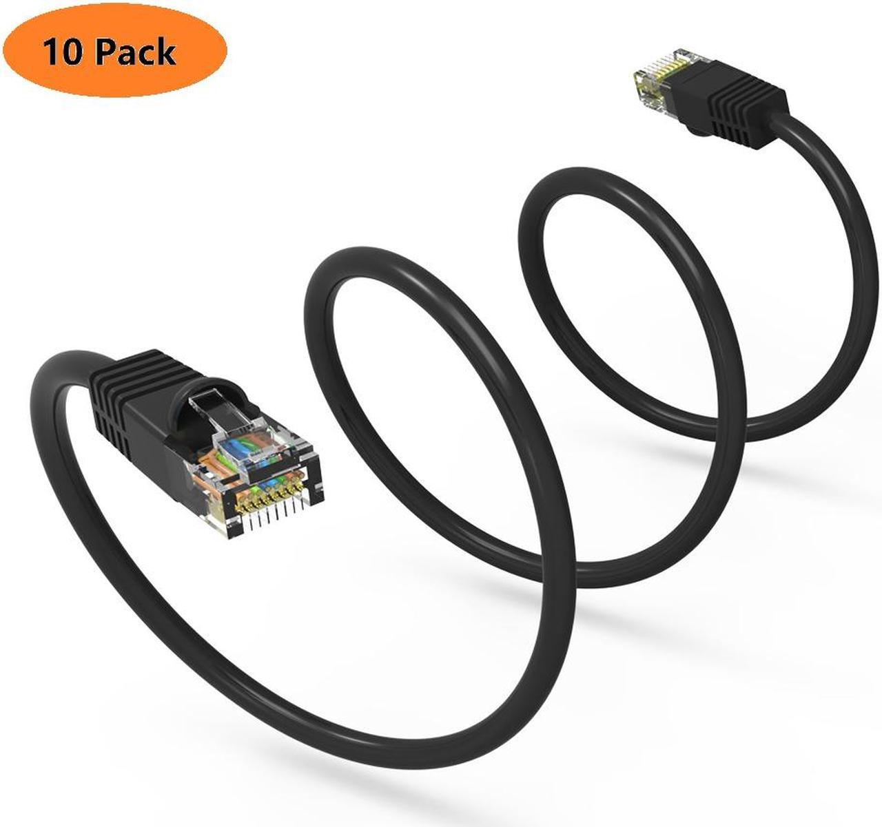 Alt view image 4 of 4 - Nippon Labs 60CAT6-1BK-10P Cat6 1FT UTP Ethernet Network Booted Cable - Black - 1 ft. - 24AWG RJ45 Enhanced Cat 6 Patch Cable (1FT 10 Pack Black)