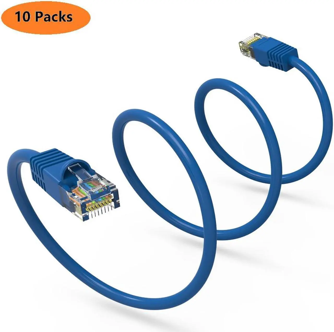 Alt view image 4 of 4 - Nippon Labs 10-Pack Cat6 15FT UTP Ethernet Network Booted Cable - Blue- 5 ft. - 24AWG RJ45 Enhanced Cat 6 Patch Cable 60CAT6-15BL-10P(15FT 10 Pack Blue)