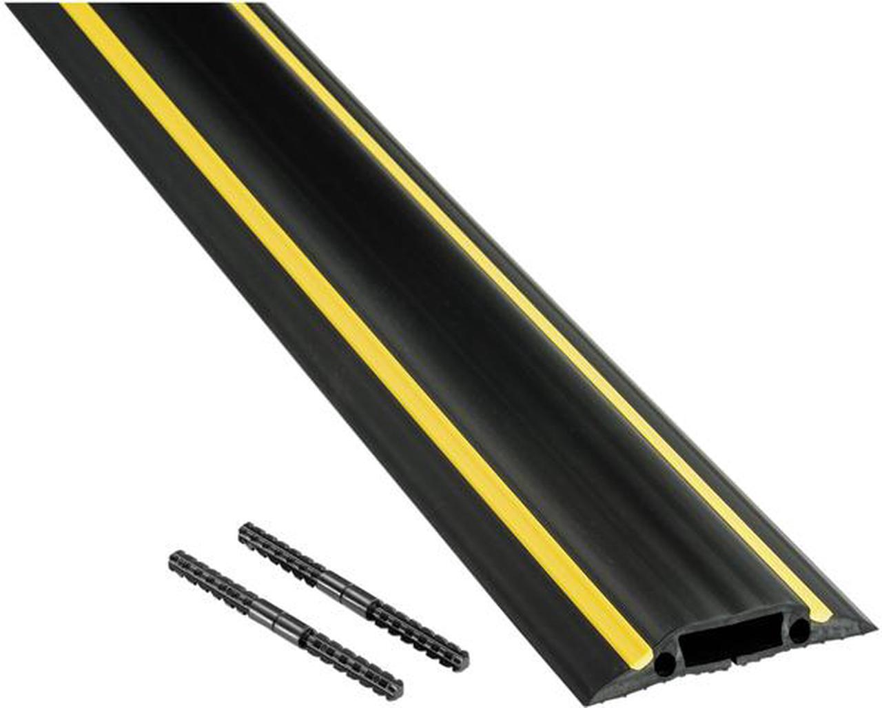 Main image of D-Line Floor Cord Cover / Cord Protector - FC83H/9M Medium Duty, Linkable | Protect Cords and Prevent a Trip Hazard | 30 FT Length - Cable Cavity 1 3/16” (W) x 3/8” (H) | Black and Yellow