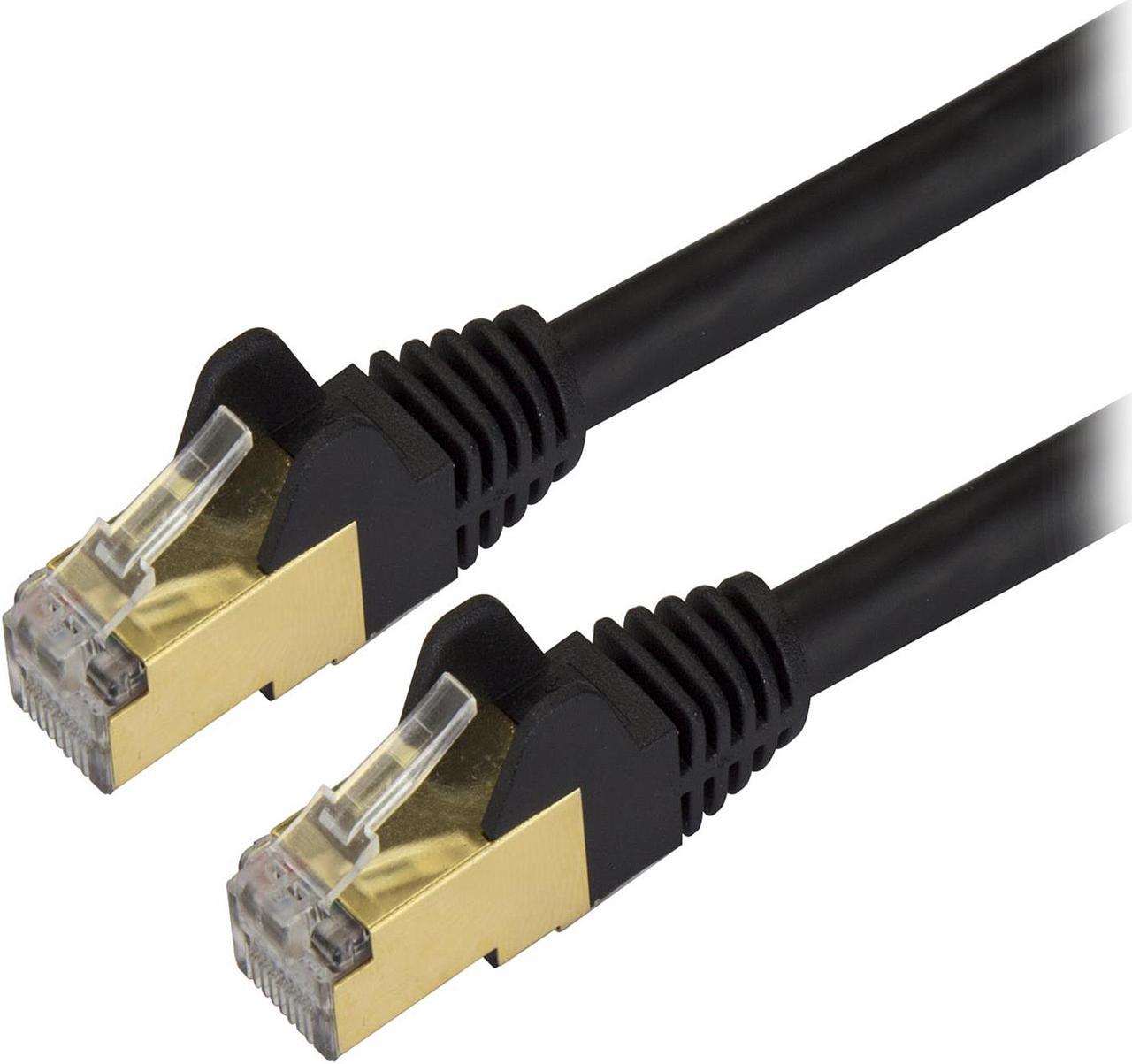 StarTech C6ASPAT2BK StarTech.com Cat6a Shielded Patch Cable - 2 ft - Black -  Snagless RJ45 Cable - Ethernet Cord - Cat 6a Cable - 2ft