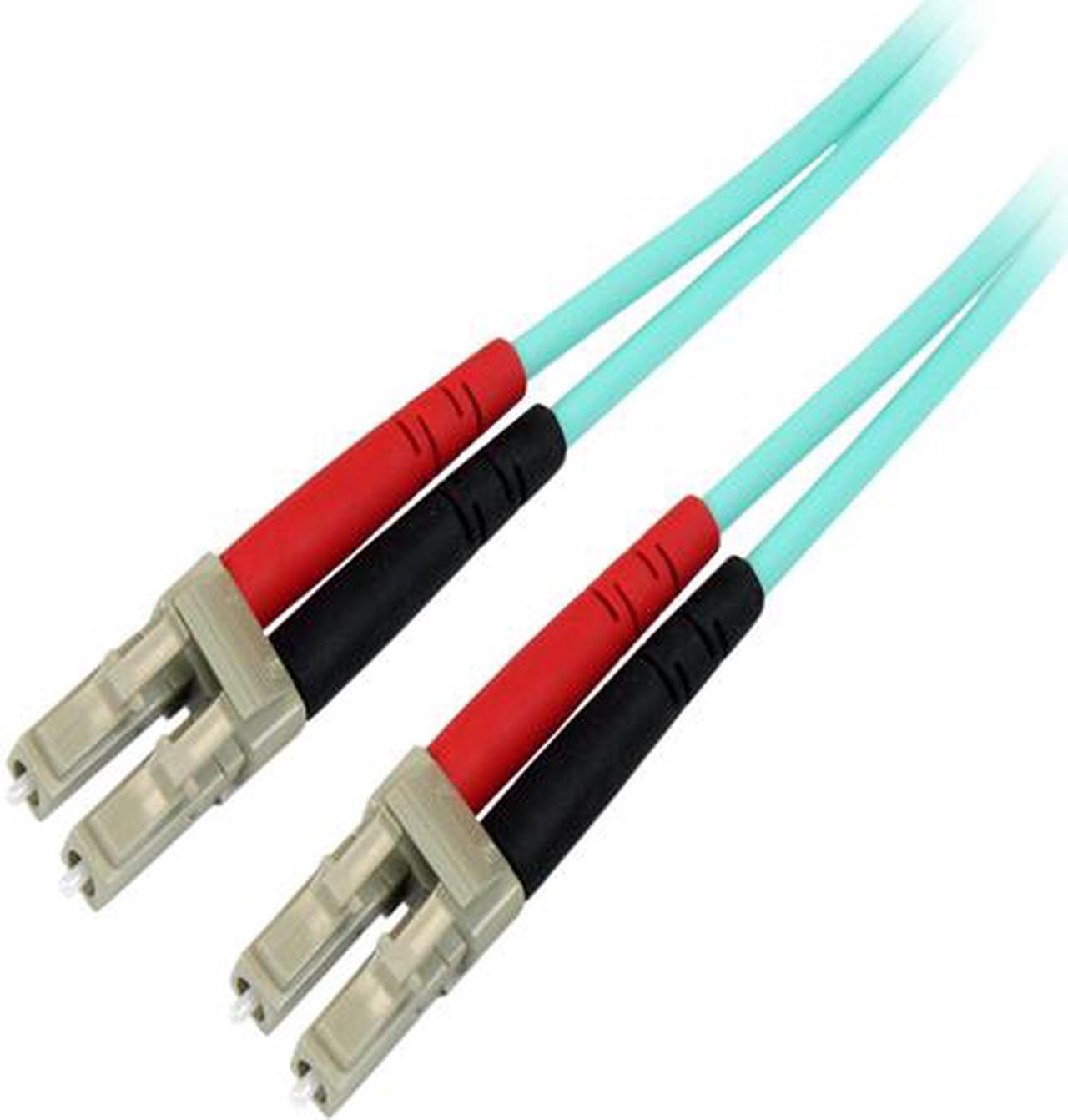 StarTech.com 450FBLCLC5 Aqua OM4 Duplex Multimode Fiber – 16 ft / 5m – 100 Gb – 50/125 – OM4 Fiber – LC to LC Fiber Patch Cable