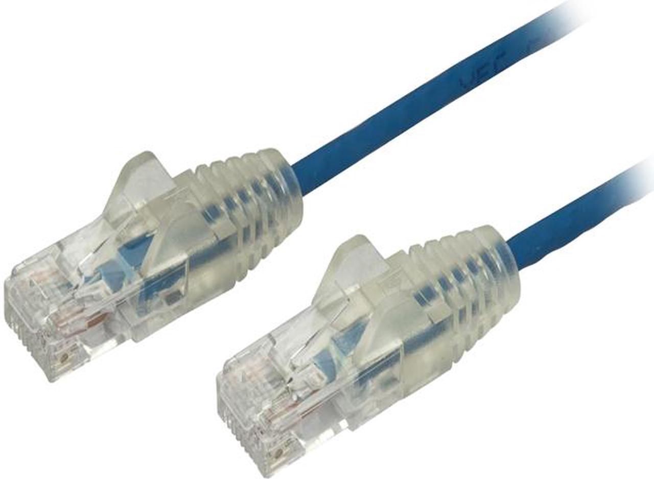 StarTech N6PAT1BLS Cat6 Ethernet Cable - 1 ft - Blue - Slim - Snagless RJ45 Cable - Network Cable - Ethernet Cord - Cat 6 Cable - 1ft