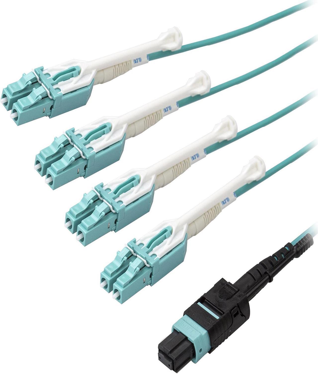 StarTech.com MPO8LCPL1M MTP to LC Breakout Cable - 3 ft / 1m - OM3 Multimode - 40Gb - Pull Tab - Plenum - MPO / MTP Connector - Fiber Optic Cable