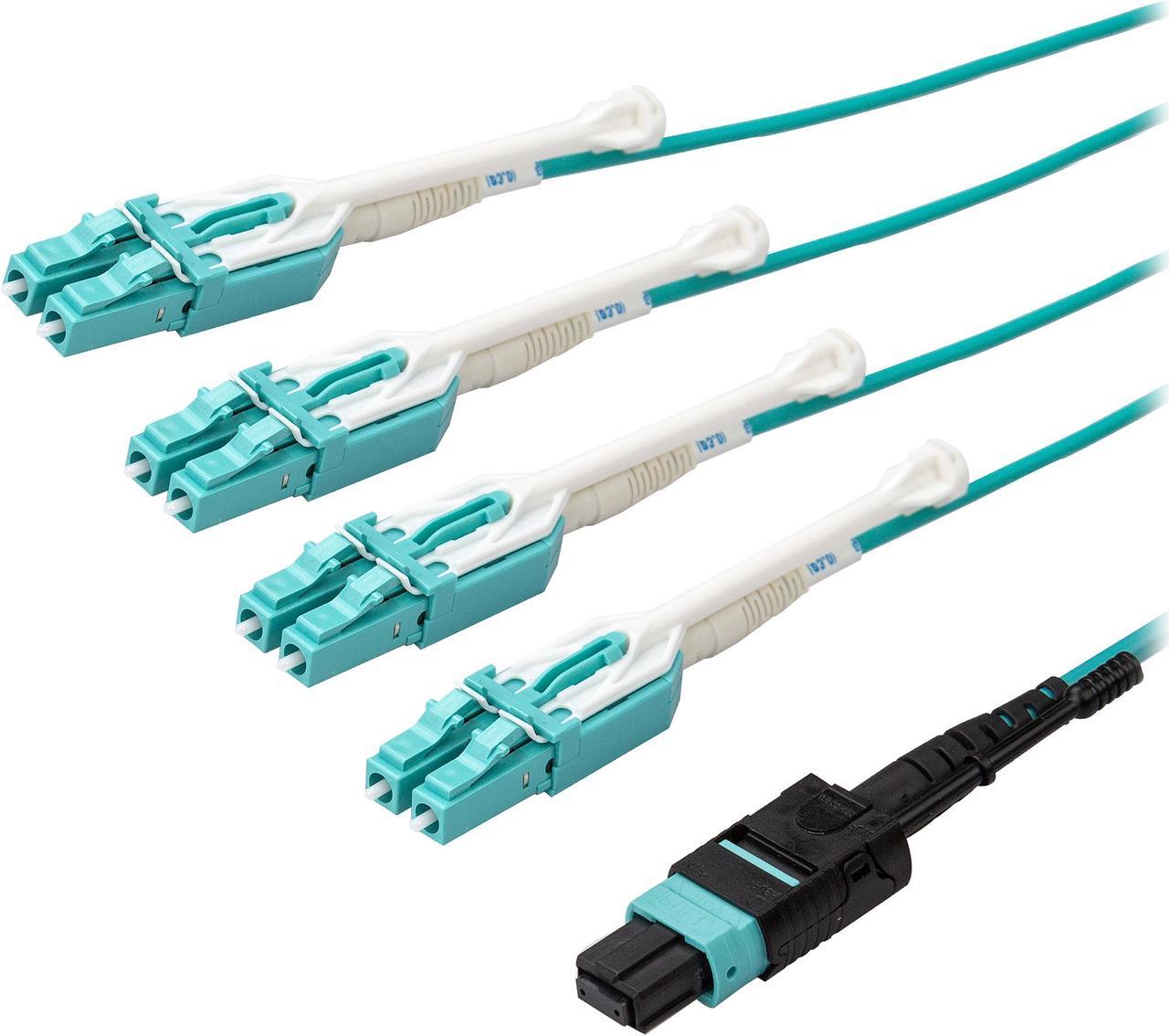 StarTech.com MPO8LCPL2M MTP to LC Breakout Cable - 6 ft / 2m - OM3 Multimode - 40Gb - Pull Tab - Plenum - MPO / MTP Connector - Fiber Optic Cable