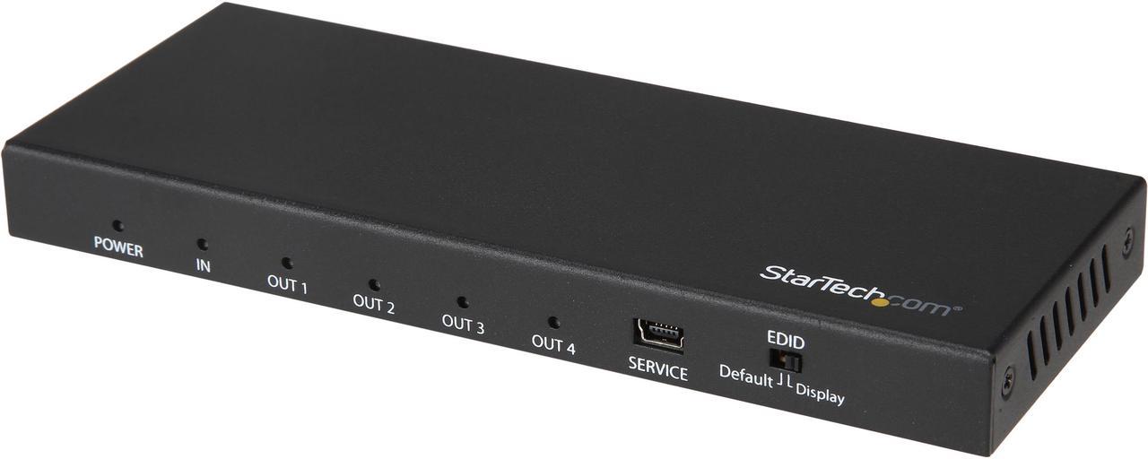 StarTech.com ST124HD202 HDMI Splitter - 4-Port - 4K 60Hz - HDMI Splitter 1 In 4 Out - 4 Way HDMI Splitter - HDMI Port Splitter