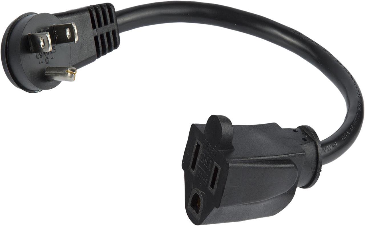 StarTech.com PAC101R1 1 ft Flat Extension Cord - NEMA 5-15R to NEMA Right-Angle 5-15P Power Cable - Low Profile Extension Cord - Right Angle Power Cord