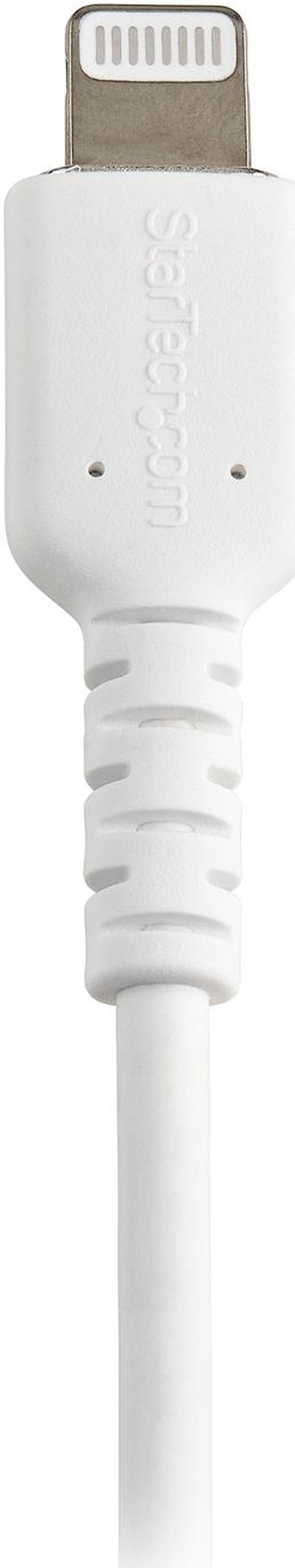 Alt view image 3 of 7 - StarTech.com RUSBLTMM30CMW 30cm Durable USB A to Lightning Cable - White USB Type A to Lightning Connector Charge & Sync Power Cord - Rugged w/Aramid Fiber - Apple MFI Certified - iPad Air iPhone 12 (RUSBLTMM30CMW)