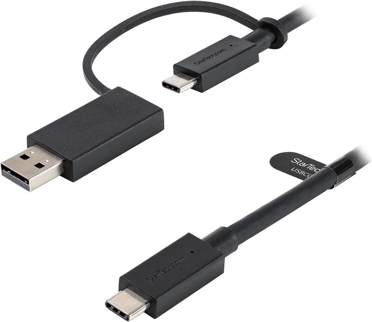 StarTech.com USBCCADP 3ft (1m) USB-C Cable with USB-A Adapter Dongle - Hybrid 2-in-1 USB C Cable w/ USB-A - USB-C to USB-C (10Gbps/100W PD), USB-A to USB-C (5Gbps) - Ideal for Hybrid Docking Station (USBCCADP)