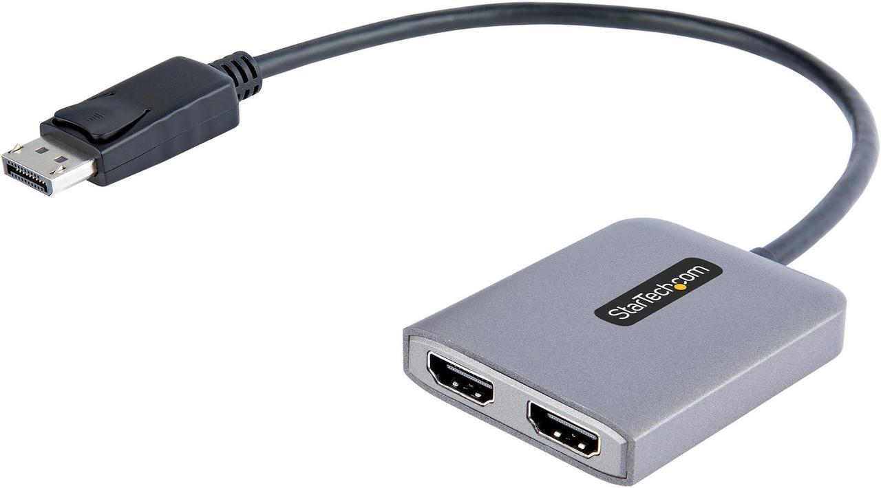 StarTech.com Displayport to Dual HDMI MST HUB - Dual HDMI 4K 60Hz - DisplayPort Multi Monitor Adapter with 1ft / 30cm cable MST14DP122HD