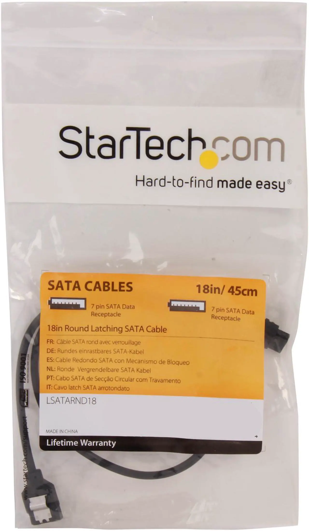 Alt view image 3 of 3 - StarTech.com LSATARND18 1.5 ft. Latching Round SATA Cable Male to Male