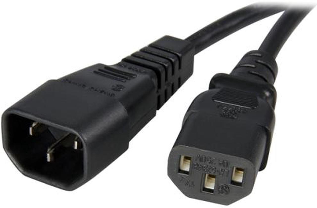 StarTech.com 3 ft 14AWG Computer Power Cord Extension - C14 to C13 Power Cable