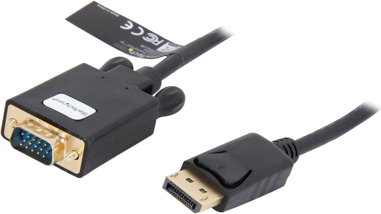 StarTech.com DP2VGAMM10B 10 ft. Black Connector A: 1 x DisplayPort (20 pin) Latching Male

Connector B: 1 x VGA (15 pin; High Density D-Sub) Female DisplayPort to VGA Adapter Converter Cable 1920x1200 Male to Female