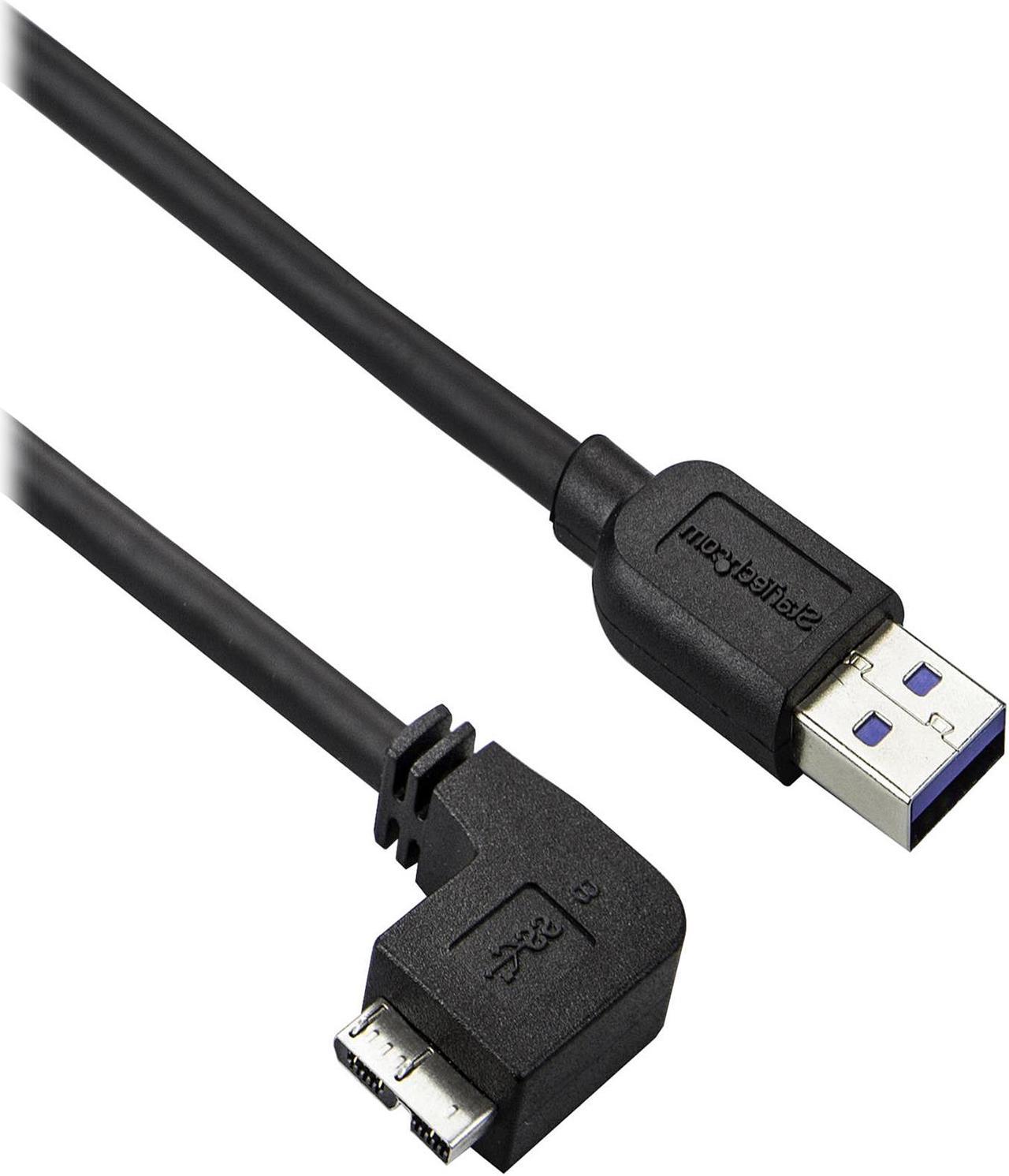 StarTech.com 0.5m 20in Slim Micro USB 3.0 Cable - M/M - USB 3.0 A to Left-Angle Micro USB - USB 3.1 Gen 1 (5 Gbps)