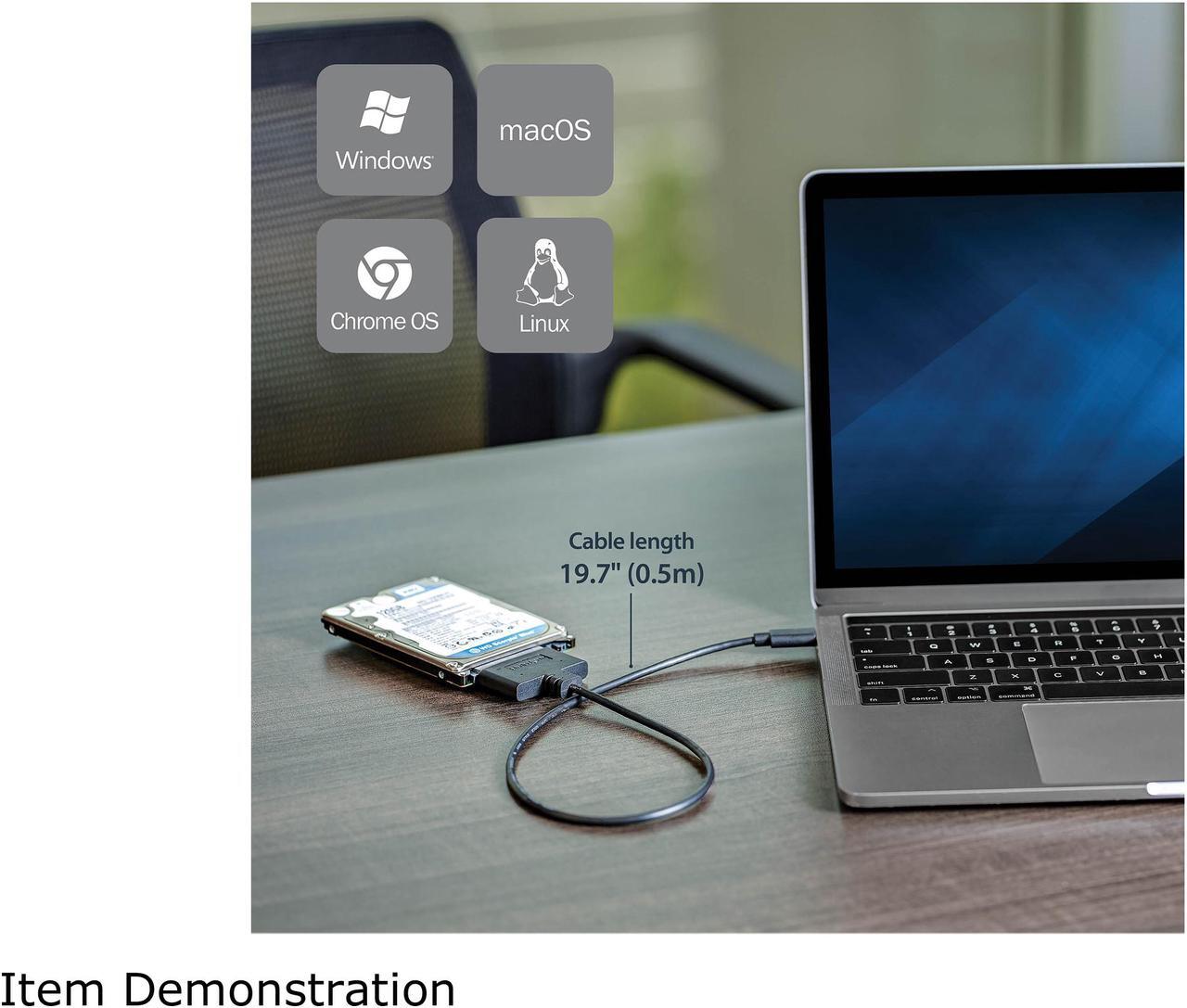 Alt view image 3 of 7 - StarTech.com USB31CSAT3CB USB C To SATA Adapter - for 2.5” SATA Drives - UASP - External Hard Drive Cable - USB Type C to SATA Adapter
