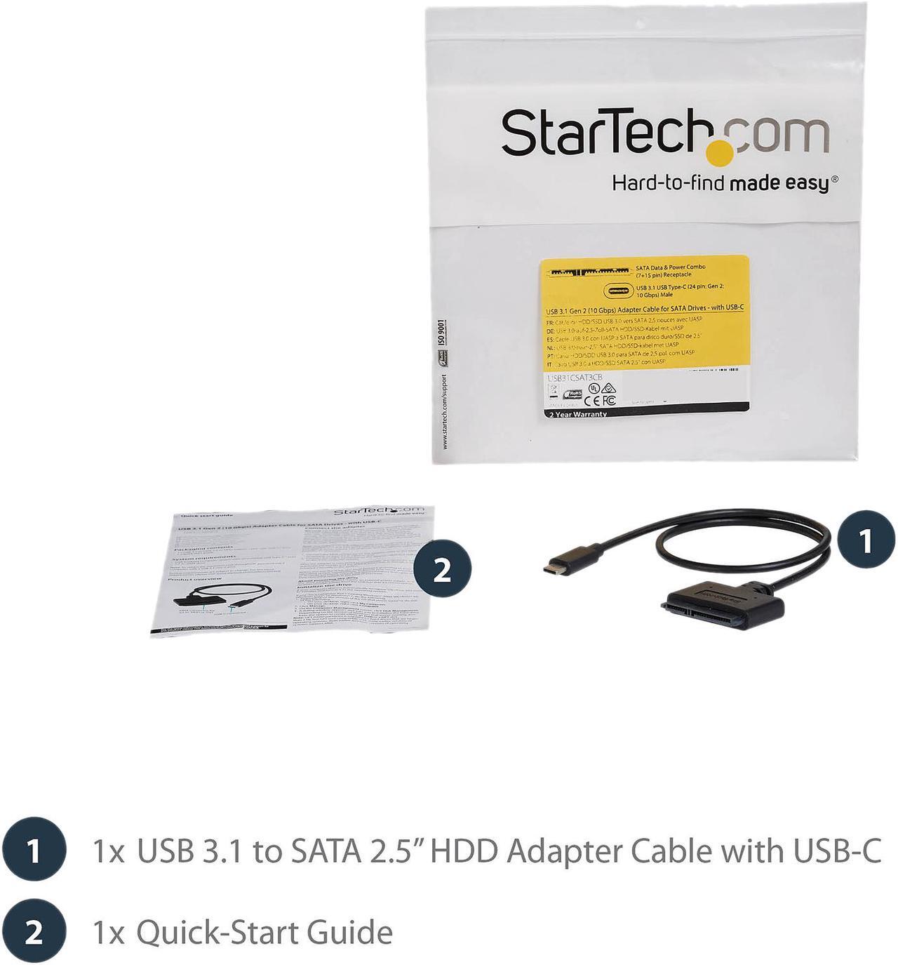 Alt view image 7 of 7 - StarTech.com USB31CSAT3CB USB C To SATA Adapter - for 2.5” SATA Drives - UASP - External Hard Drive Cable - USB Type C to SATA Adapter