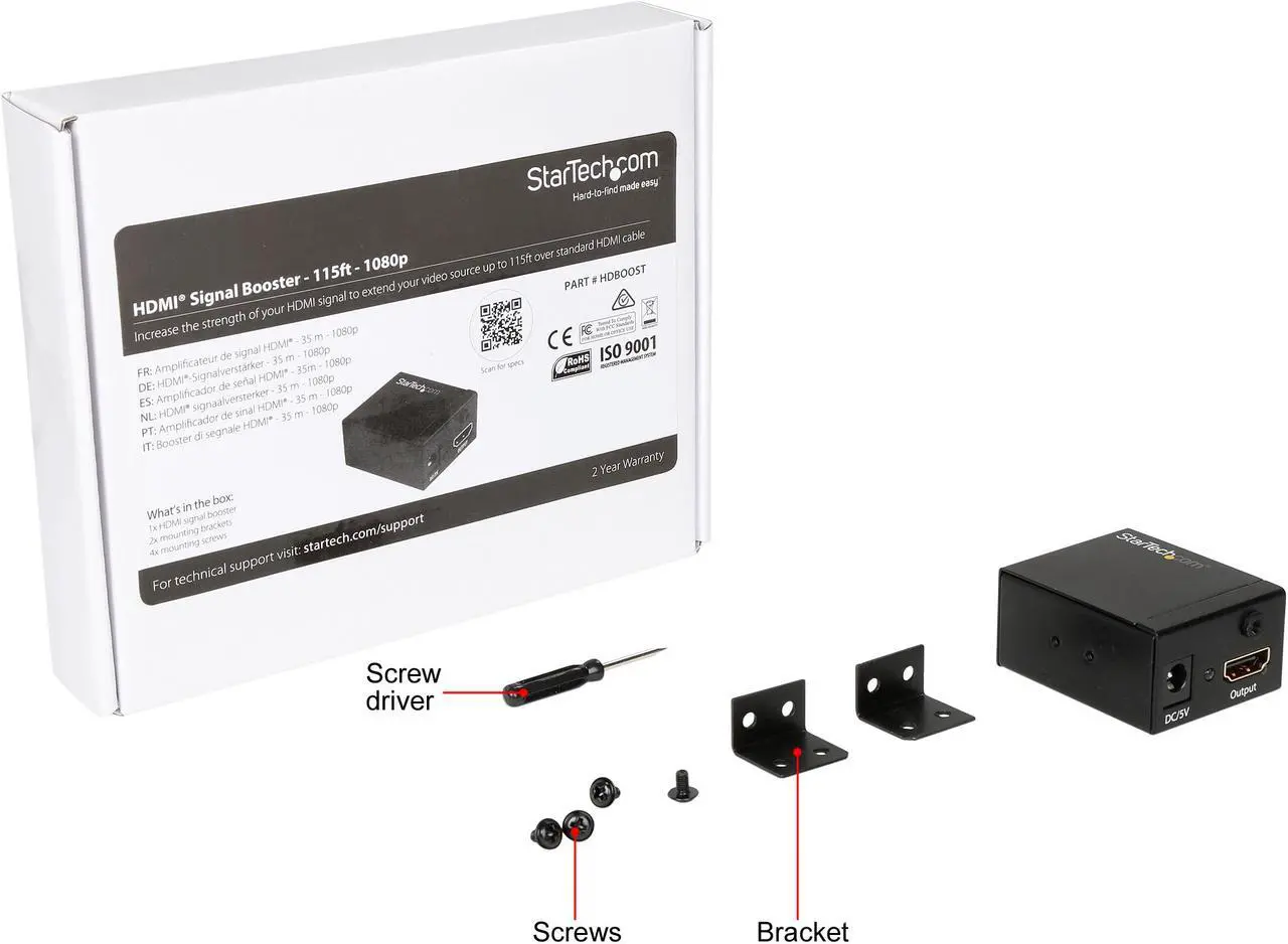 Alt view image 6 of 6 - StarTech.com HDBOOST HDMI Signal Booster - 115 ft - 1080p