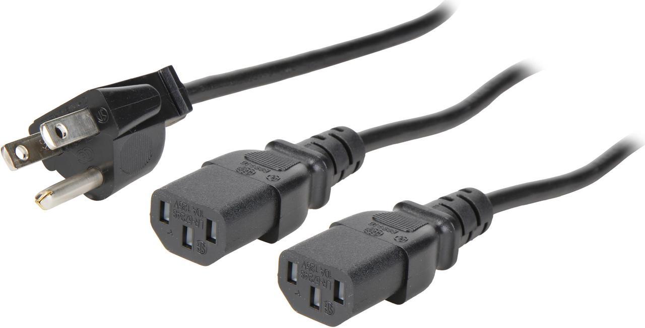 StarTech.com PXT101Y10 10 ft. Computer Power Cord - NEMA 5-15P to 2x C13