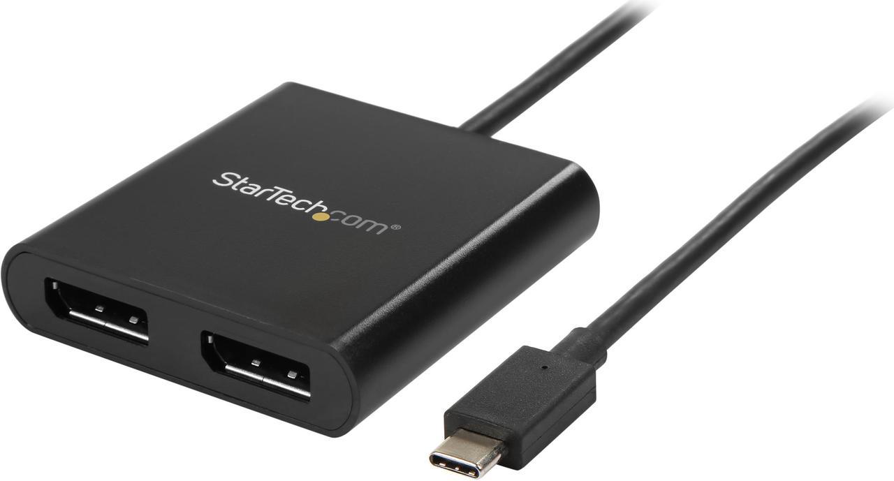 StarTech.com MSTCDP122DP 2-Port USB-C to DisplayPort MST Hub - 4K 30Hz - Dual Monitor Video Adapter - Windows & Thunderbolt 3 Compatible (MSTCDP122DP)