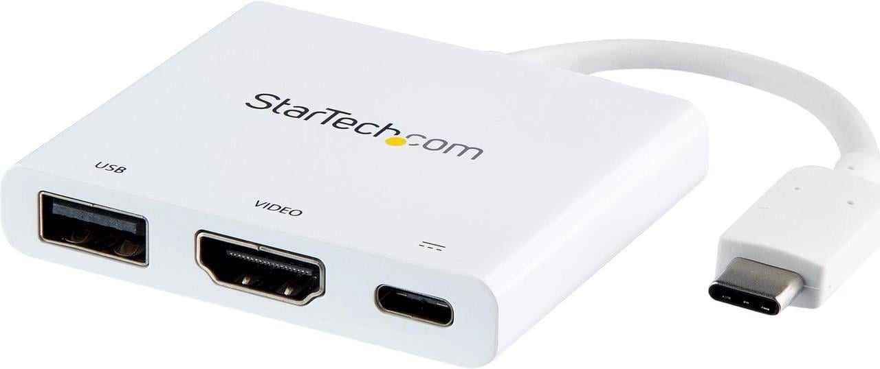 StarTech CDP2HDUACPW USB-C to HDMI Adapter - White - 4K 30Hz - Thunderbolt 3 Compatible - with Power Delivery (USB PD) - USB C Dongle