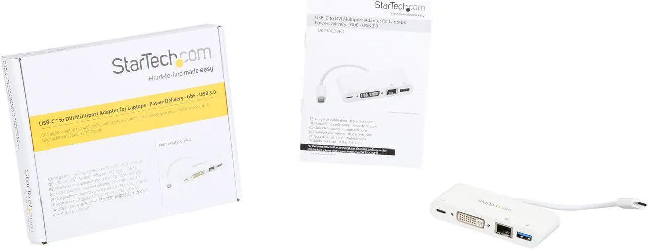 Alt view image 8 of 7 - StarTech.com DKT30CDVPD USB C Multiport Adapter - with Power Delivery (USB PD) - USB C to USB 3.0 / DVI / Gigabit Ethernet - USB-C Hub