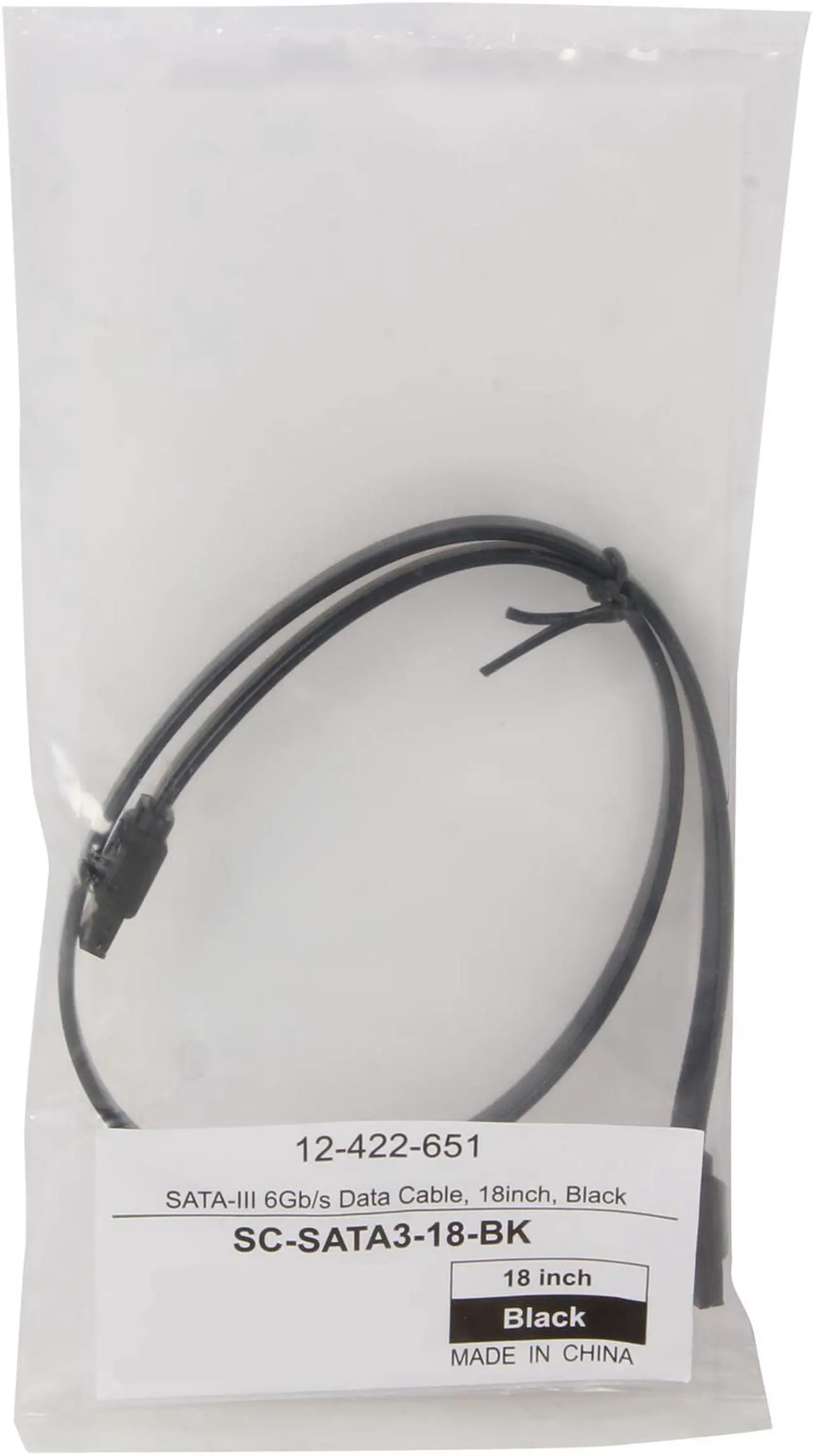 Alt view image 3 of 3 - Coboc Model SC-SATA3-18-BK 18" SATA III 6Gb/s Data Cable,Black