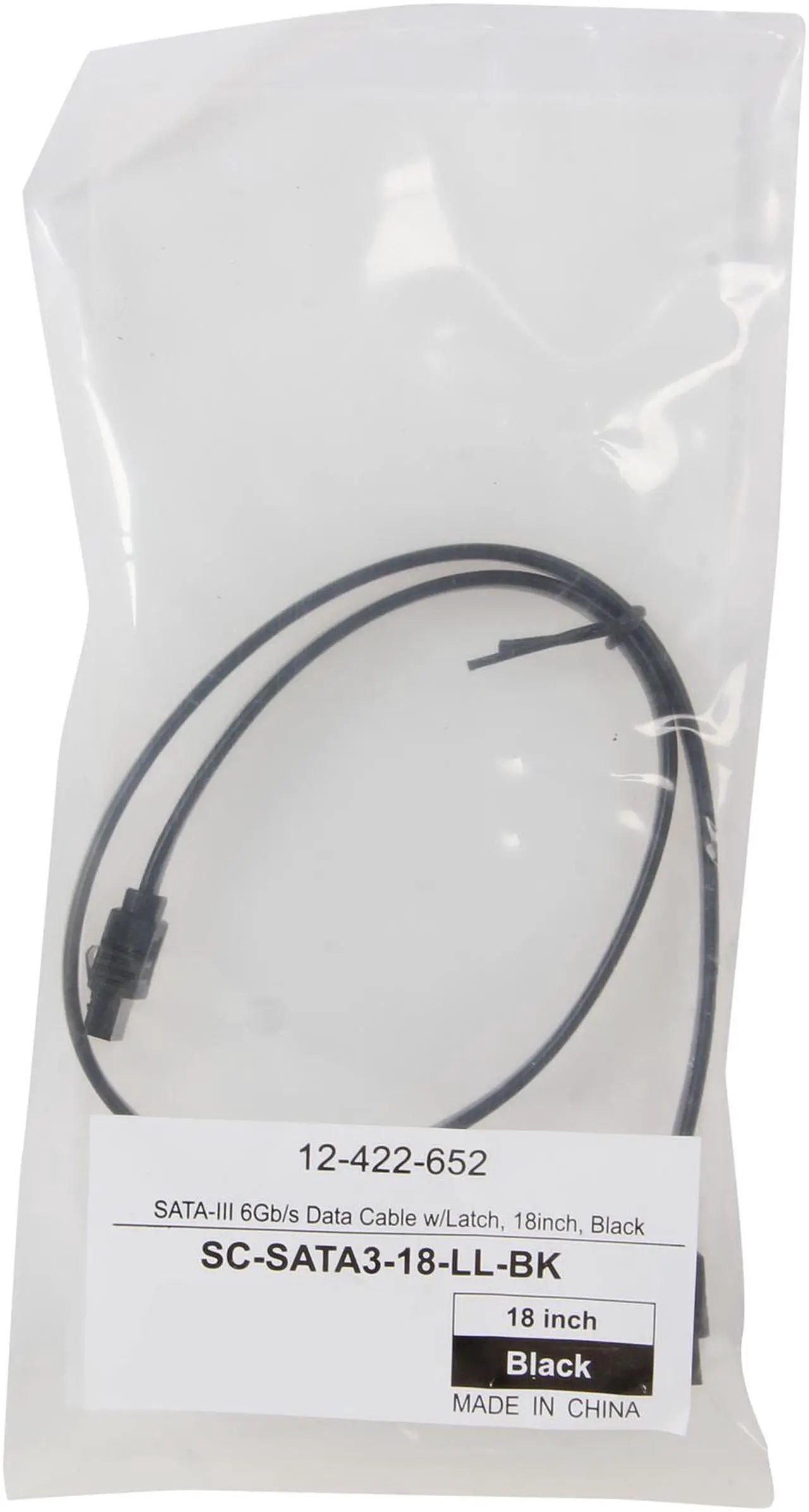 Alt view image 3 of 3 - Coboc SC-SATA3-18-LL-BK 18" SATA III 6 Gb/s Data Cable w/Latch, Black