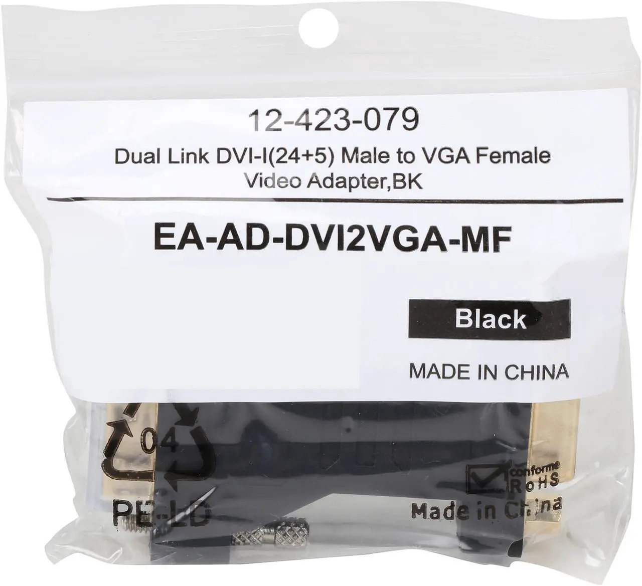 Alt view image 6 of 6 - Coboc EA-AD-DVI2VGA-MF Black Color Dual Link DVI-I(24+5) Male to VGA Female Analog Video Adapter,Gold Plated,M-F