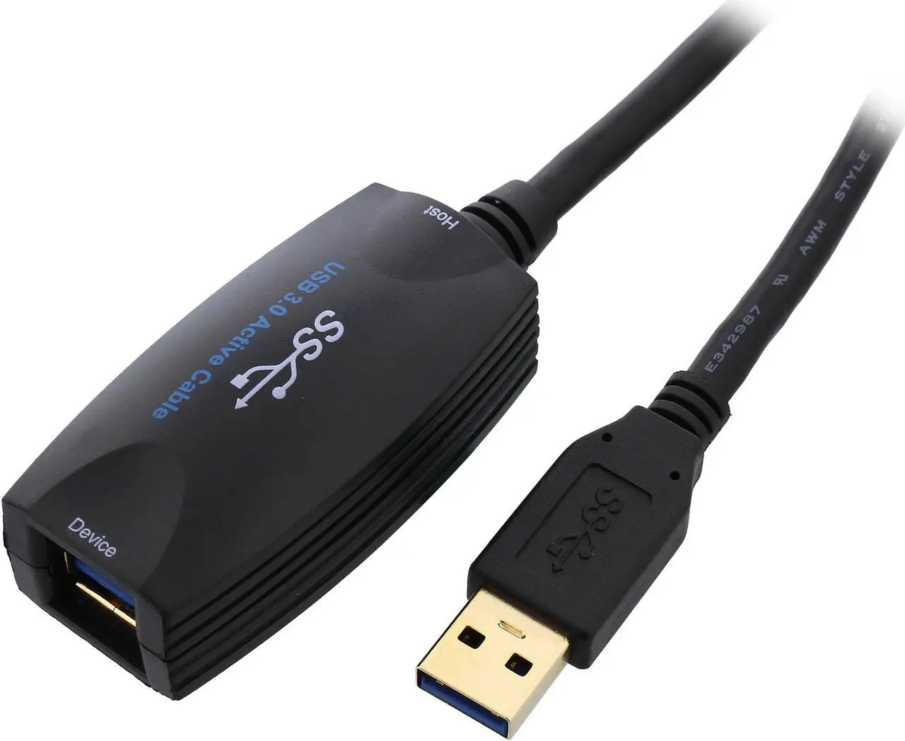 Main image of Coboc CY-U3-AAMF-16-BK Black SuperSpeed 5Gbps USB 3.0 A Male to A Female Repeater/Booster Extension Cable,Gold Plated,Black