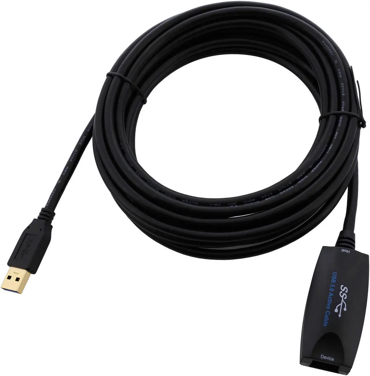 Alt view image 2 of 3 - Coboc CY-U3-AAMF-16-BK Black SuperSpeed 5Gbps USB 3.0 A Male to A Female Repeater/Booster Extension Cable,Gold Plated,Black