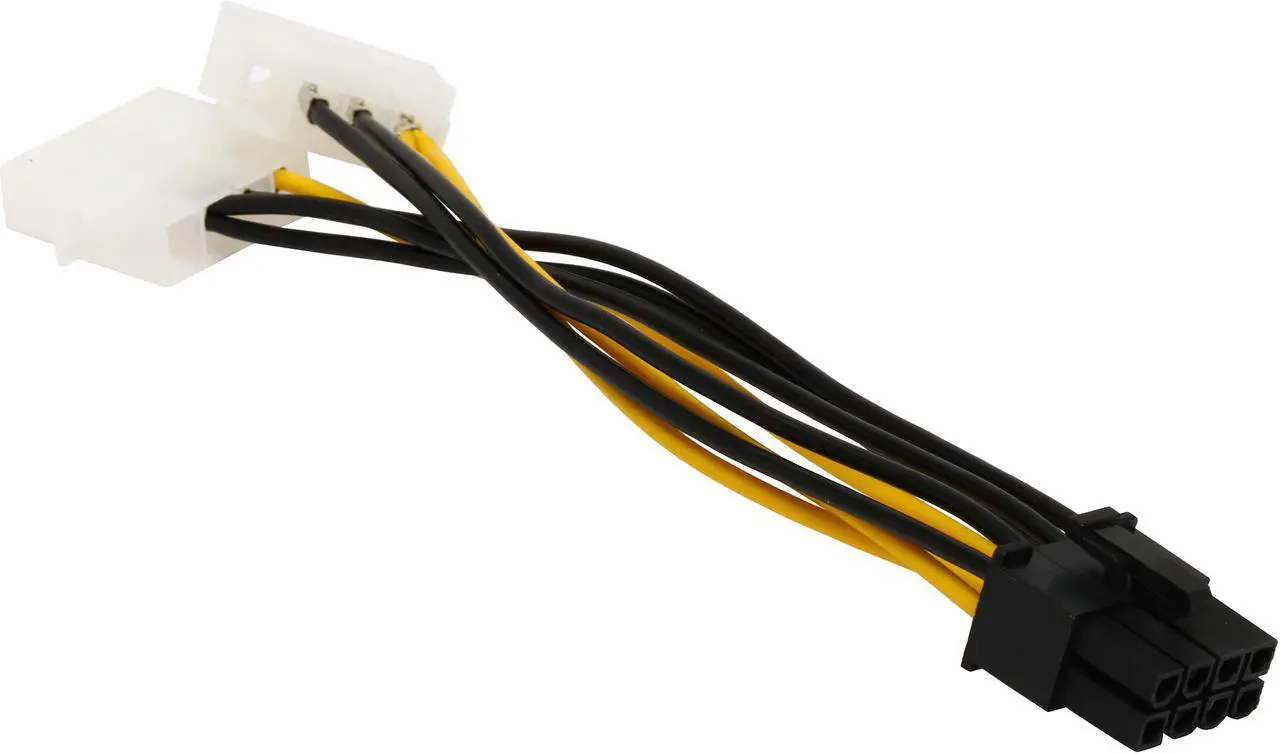 Alt view image 2 of 3 - Coboc 2LP4PCIE8-6 6.1 in. Dual 4-pin Molex LP4 to 8 Pin PCI Express Video Card Power Adapter Converter Cable