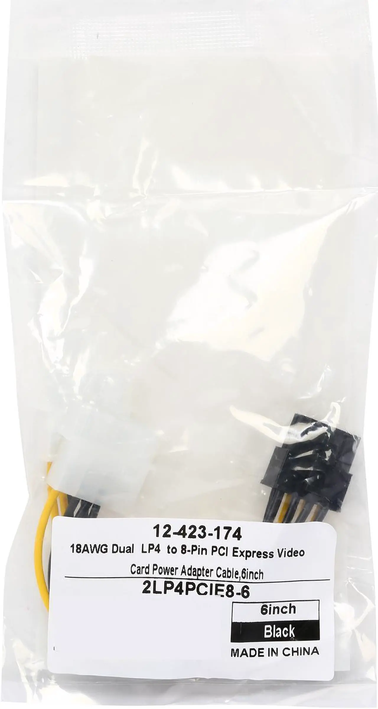 Alt view image 3 of 3 - Coboc 2LP4PCIE8-6 6.1 in. Dual 4-pin Molex LP4 to 8 Pin PCI Express Video Card Power Adapter Converter Cable