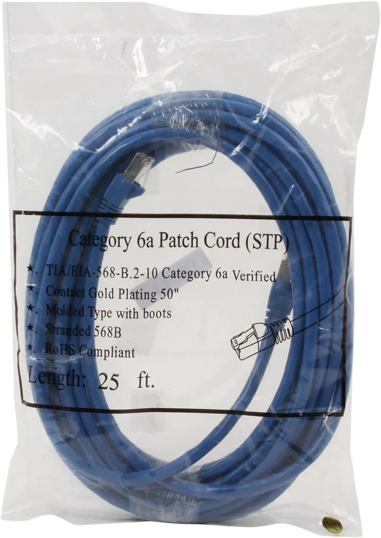 Alt view image 3 of 3 - Kaybles 25ft CAT6A-25S 25 ft. Cat 6A Blue Color Shielded Stranded STP Network Cable Blue Color 25 feet - OEM